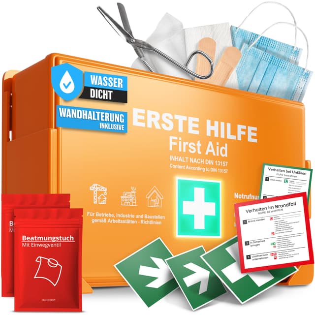 🆘 HELDENWERK Erste Hilfe Kasten 🩹 nach neuer DIN 13157:2021 inkl. Wandhalterung & Aufklebern