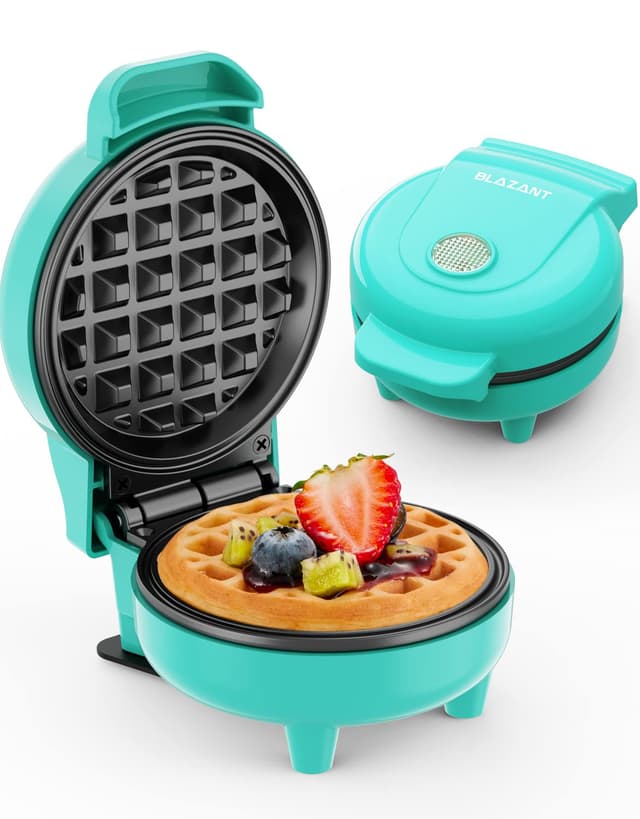 🧇🎉 Mini Waffeleisen Belgische Waffel Maschine - Klassische Waffeln in Minze BLAZANT Blau
