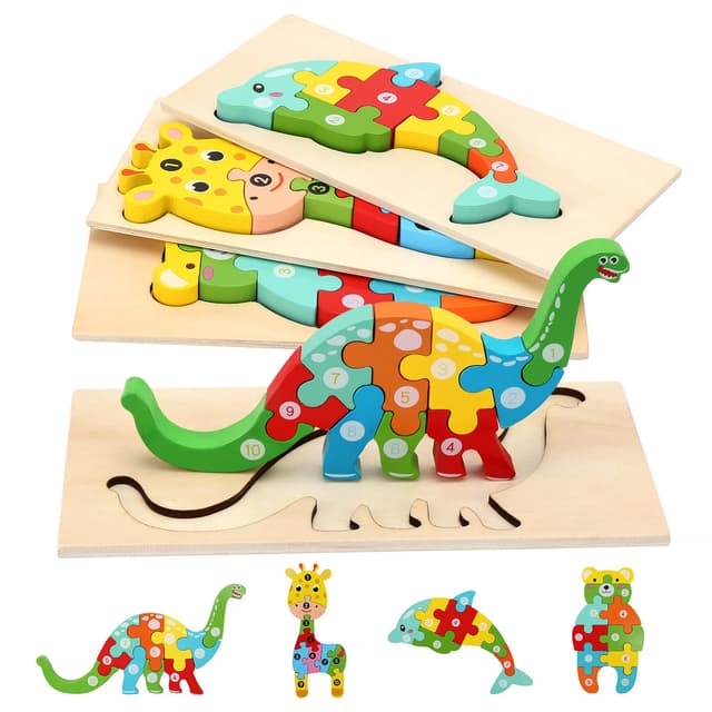 🎁 Holzpuzzle für Kleinkinder 1-3 Jahre - Montessori-Spielzeug 🧩