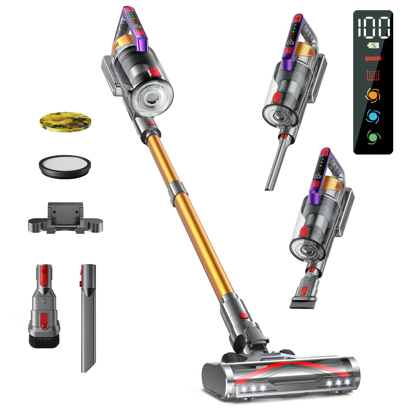 🌟 Kissof Akku Staubsauger | 45000Pa/550W/70 Mins Laufzeit | Kabellos
