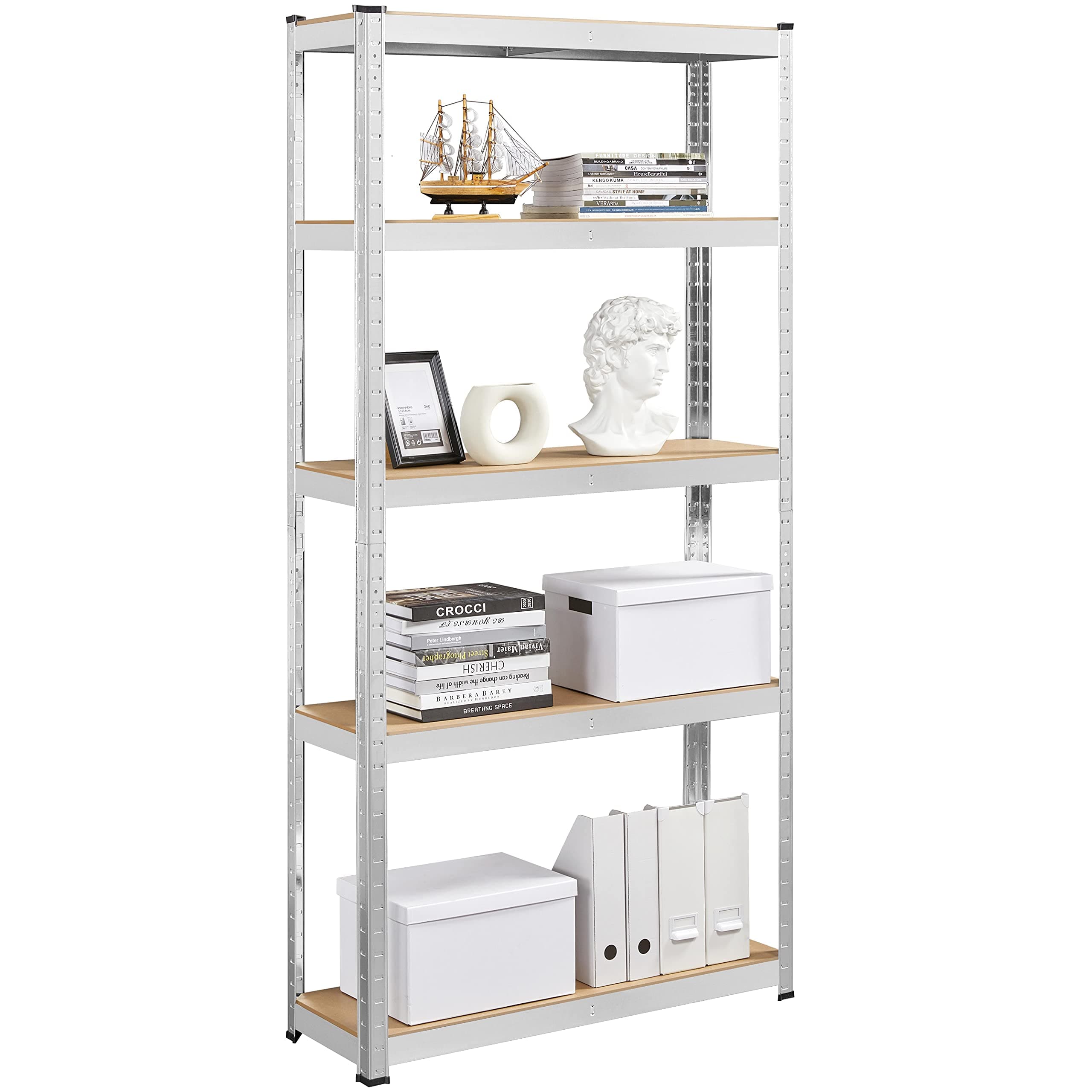 Yaheetech Lagerregal Schwerlastregal mit verstellbaren MDF-Böden 90x30x180cm Silbern 🏋️‍♂️