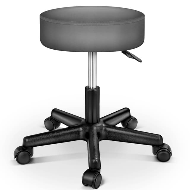 🪑 TRESKO Rollhocker höhenverstellbar Grau | Drehhocker 10 cm Dicke Polsterung 🪑