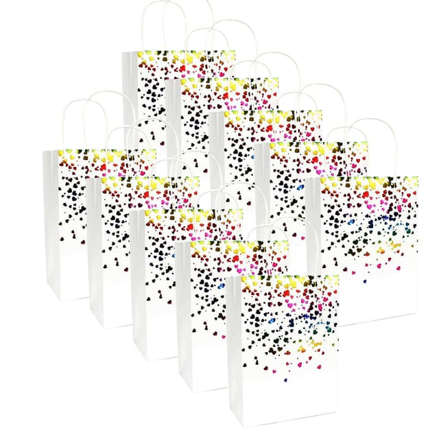 Vebetter 10PCS Papiertüten mit Henkel - Weiß - Kraftpapier - Geschenktüten für Geschenke