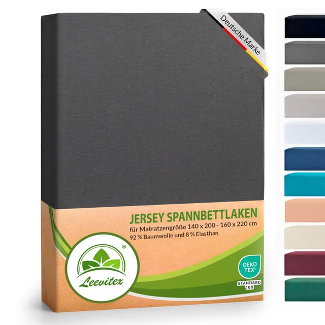 🌟 Luxus Elasthan Jersey Spannbettlaken | 140x200 – 160x220 cm | Multistretch | Anthrazit