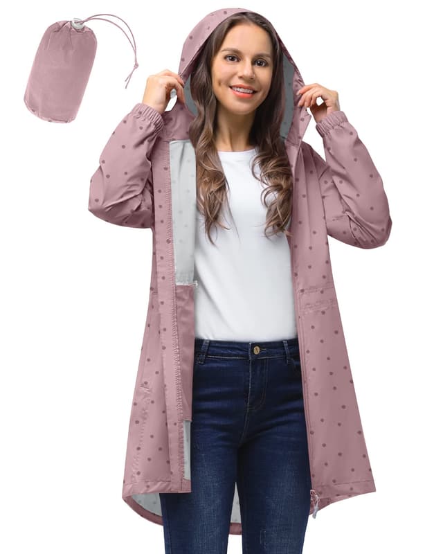 33,000ft Damen Dünne Wasserdichte Faltbar Regenmantel Regenjacke mit Kapuze 😍🌧️