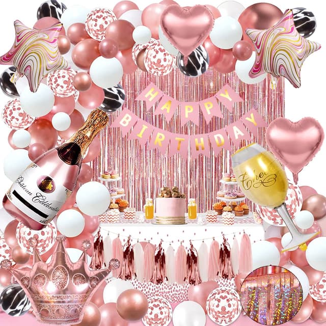 YinQin 118 Stück Roségold Geburtstag Ballons Dekorationen mit Füllpumpe 🎈🎉