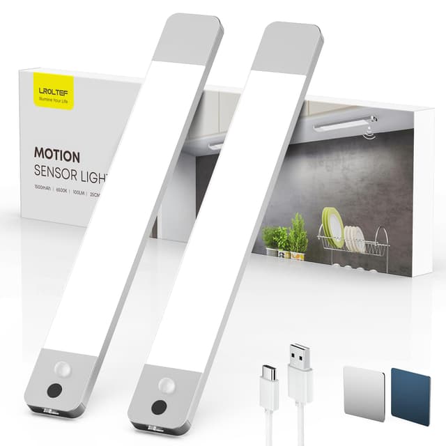 🔦 Schrankbeleuchtung Led Lampe mit Handwelle & Bewegungsmelder - 25cm 1500mAh Schranklicht Unterbauleuchte Küche Licht Dimmbar Rahmenlos 🔦