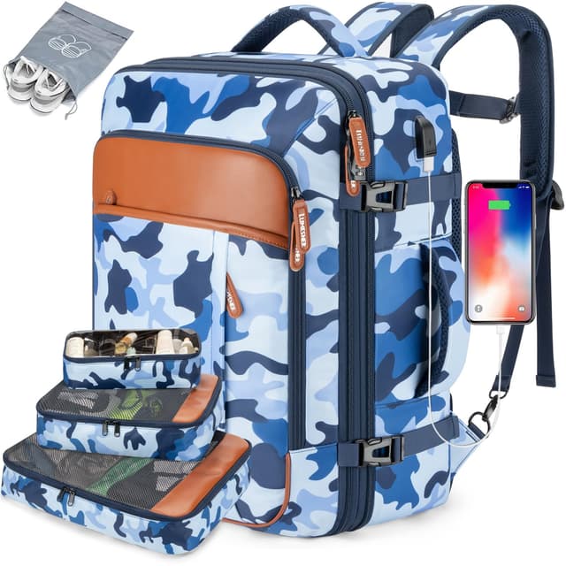 Lumesner Handgepäck-Rucksack 40l, Flugzugelassen, XL, Camouflage Blau 🎒