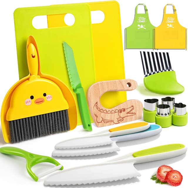 Kindermesser-Set für Kinder ab 2 Jahren 🍴 | Sicherheitsmesserset für echtes Kochen