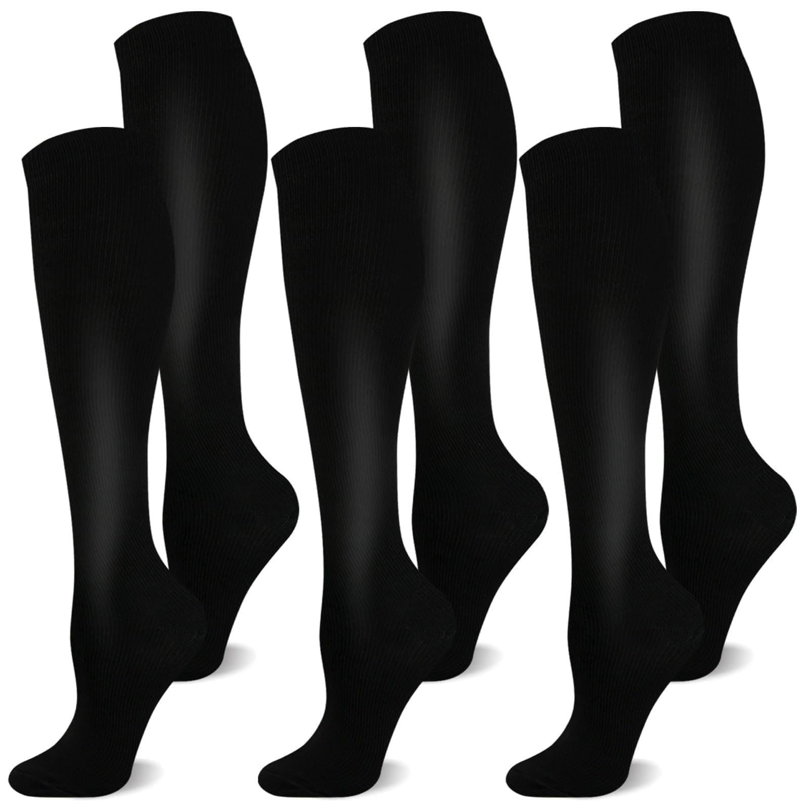 CAMPSNAIL Kompressionsstrümpfe Damen und Herren Stützstrümpfe Kompressionssocken für Flug Sport Reisen Laufen S-M A-Schwarz-3 Paar 🧦🏃‍♂️