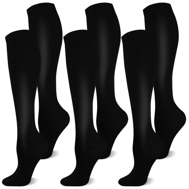 CAMPSNAIL Kompressionsstrümpfe Damen und Herren Stützstrümpfe Kompressionssocken für Flug Sport Reisen Laufen S-M A-Schwarz-3 Paar 🧦🏃‍♂️