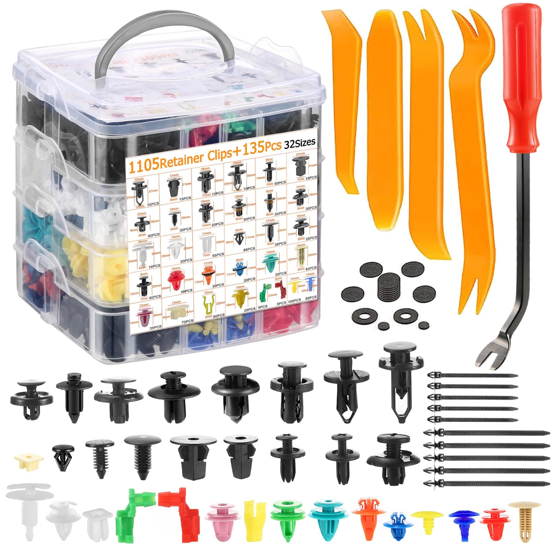 🚗 Uolor Auto Befestigung Clips - Tolles Set mit 1210 Stücke und Demontage Werkzeuge! 🧰