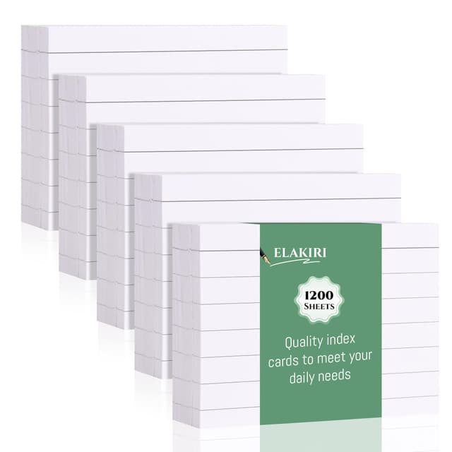 🌈 ELAKIRI 1200er Karteikarten A8 liniert, 150g/m² verdicktes Papier 📚