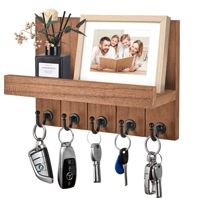 🔑 Kldgris Schlüsselbrett Holz mit Ablage - Dekoratives Wandregal 🏠