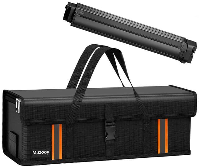 Muzooy Ebike Akku Tasche 8 Schichten Brandschutz 🔥 Feuerfest Akku Tasche bis 1800°C, Wasserdicht Explosionssicher, Ebike akku schutzhülle, Lipo Safe Bag für Lagerung Transport Aufladung Schwarz Rot