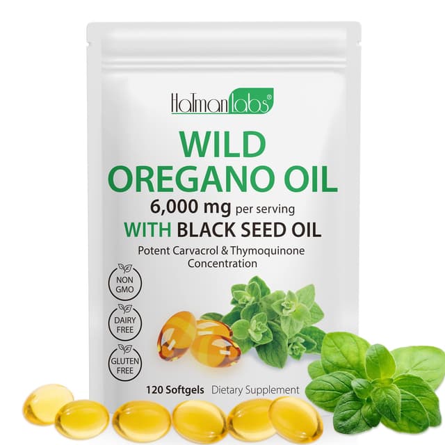 Oreganoöl 120 Softgels – 2-in-1 6000 mg Oreganoöl mit Schwarzkümmelöl 200 mg 🌿