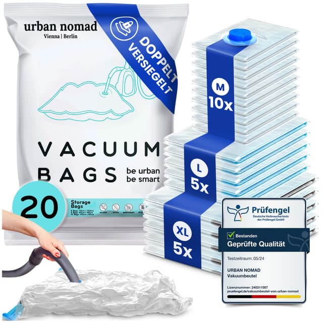 Vakuumbeutel Kleidung 20er Set 3 Größen - Vakuum Beutel für Staubsauger