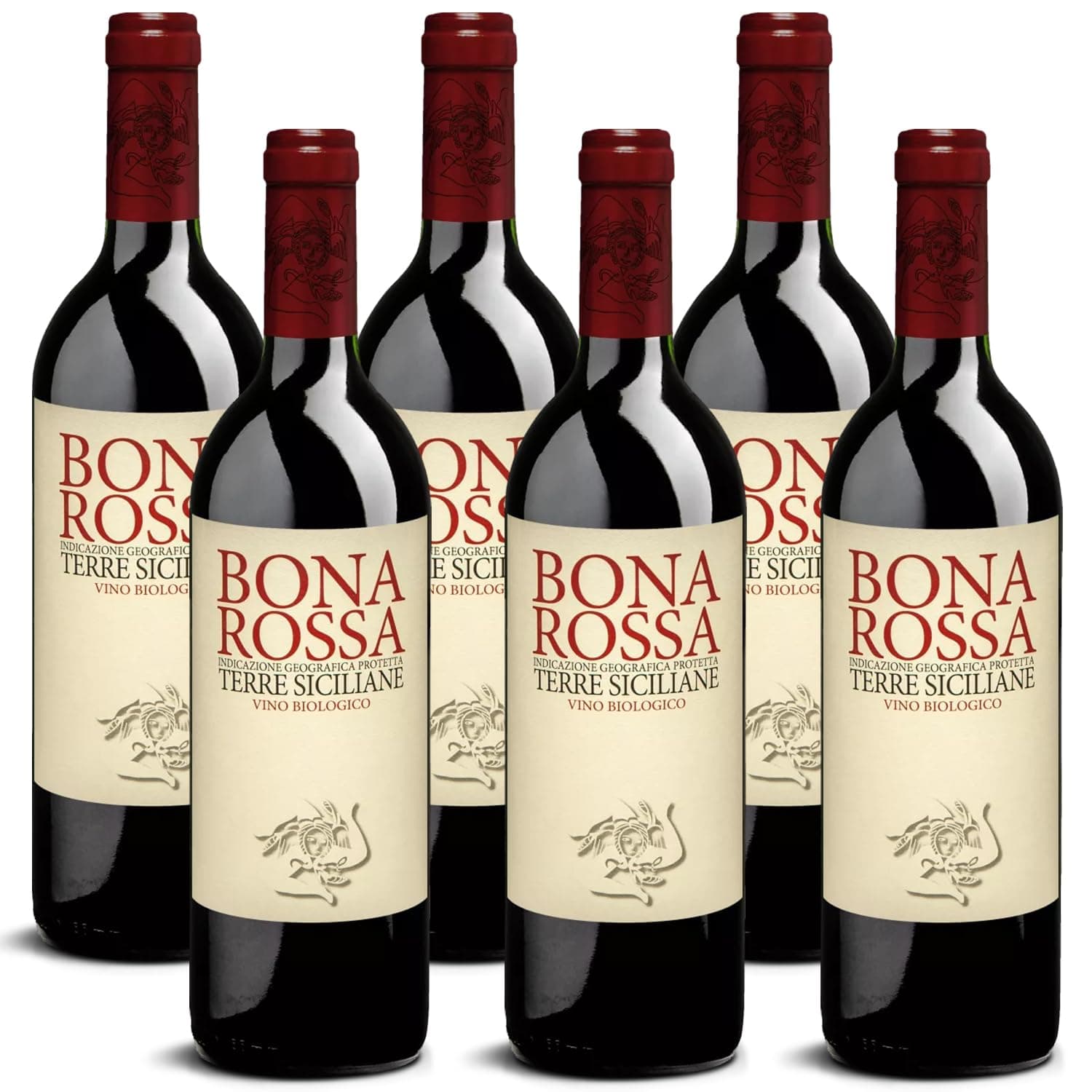 🍷🇮🇹 DELINAT – Bonarossa 2022 – Italienischer Rotwein trocken – Bio-Wein aus Sizilien, vegan (6 x 0,75l) 🇮🇹🍷