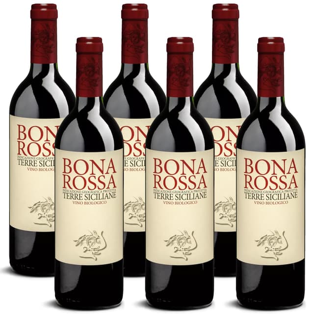 🍷🇮🇹 DELINAT – Bonarossa 2022 – Italienischer Rotwein trocken – Bio-Wein aus Sizilien, vegan (6 x 0,75l) 🇮🇹🍷