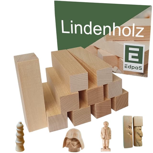 Schnitzset Kinder aus Lindenholz - 10er Pack Holzblöcke und Schnitzvorlagen 🎨