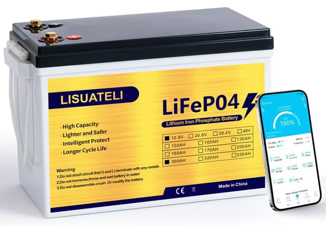 🔋 LISUATELI 12V 300Ah LiFePO4 Lithium Batterie mit Bluetooth 200A BMS