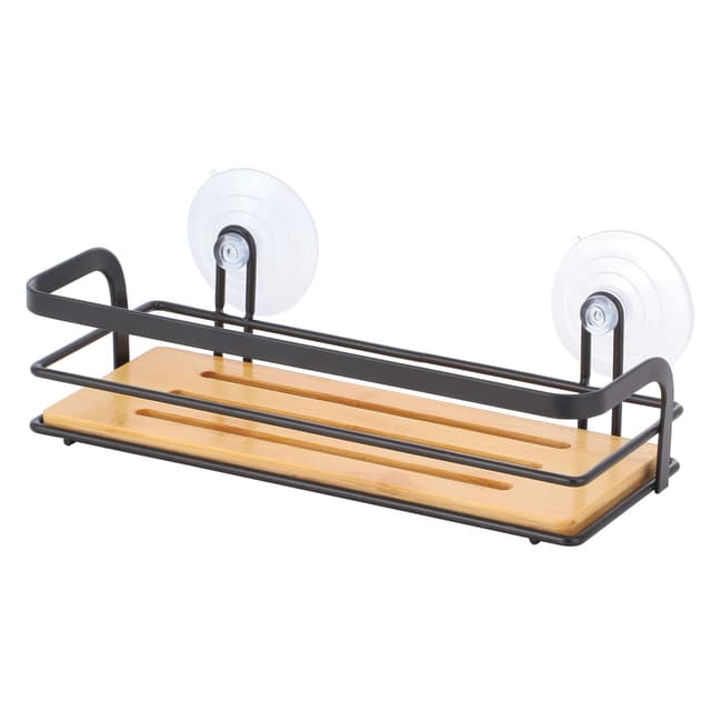 🚿🧴 MSV Duschregal ohne Bohren mit Saugnäpfen Schwarz matt 12x9x25,5cm