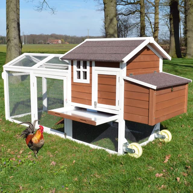 🐔🌟 zooprinz Große Hühnervoliere Mobi - mit Rollen - Hühnerstall aus Vollholz 🏡