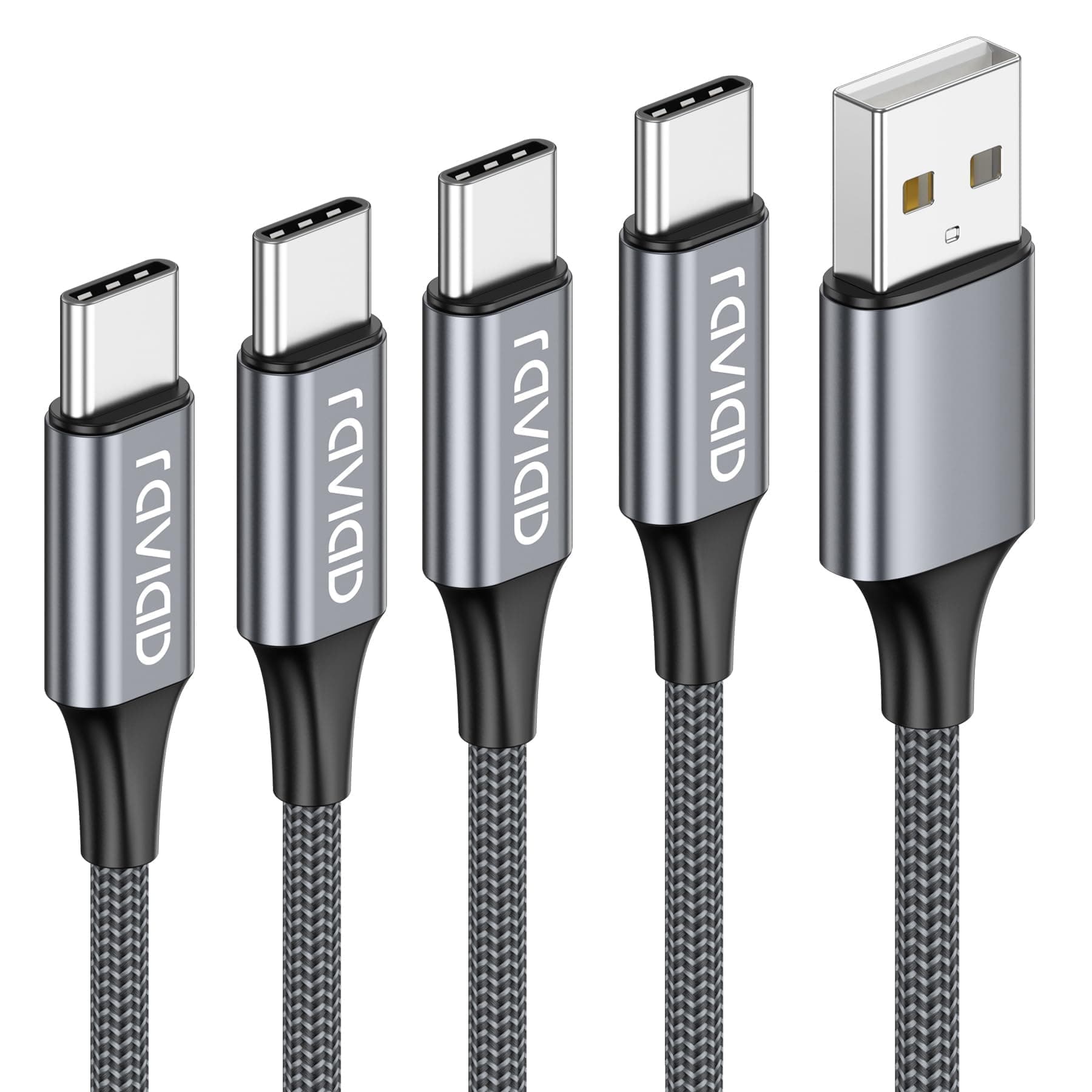 RAVIAD USB C Kabel [4Pack 0.5M 1M 2M 3M] 3.1A Ladekabel ⚡️ Schnellladekabel für iPhone 15 Pro Max, Samsung Galaxy S24 S23 S22 S21 S20 Note 10, Huawei P60
