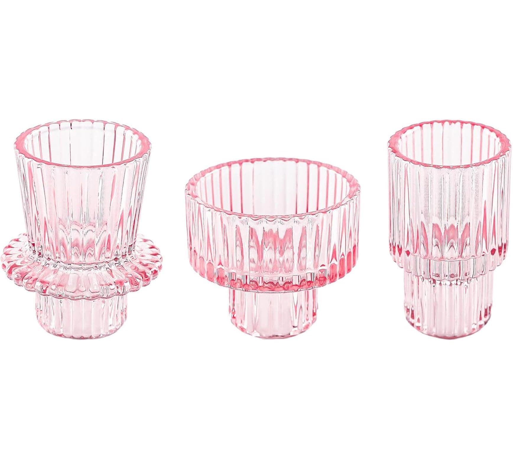 Doolitt Kerzenständer, Kerzenhalter Glas, 3er-Set Votiv Teelichthalter Dekoration