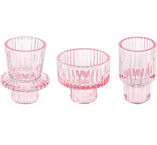 Doolitt Kerzenständer, Kerzenhalter Glas, 3er-Set Votiv Teelichthalter Dekoration