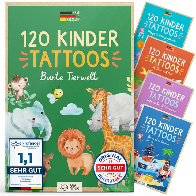 Famifidus 120 Hautfreundliche Kinder Tattoos 🐘🧒🎁
