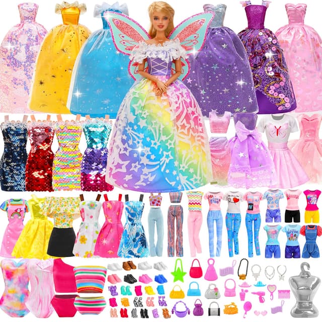Miunana 110 Puppenkleidung Set für 11,5 Zoll Mädchen Puppen 👗👠👜