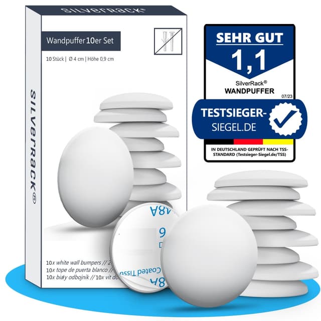 SilverRack® Türstopper Wand selbstklebend Weiß [10 Stück] - Türpuffer Wandschutz als Türstopper für Türklinken 😍
