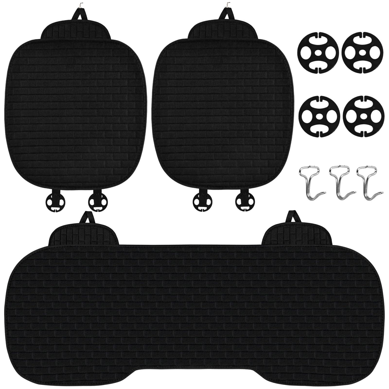 🚗🌟 3 Stück Autositzauflage Set - Schwarz 🌟🚗