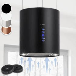Klarstein Inselhaube Schwarz 🌪️ | Leise Abzugshaube für Kochinsel | 3 Stufen Dunstabzugshaube mit Filter Angebot bei HelloDeals