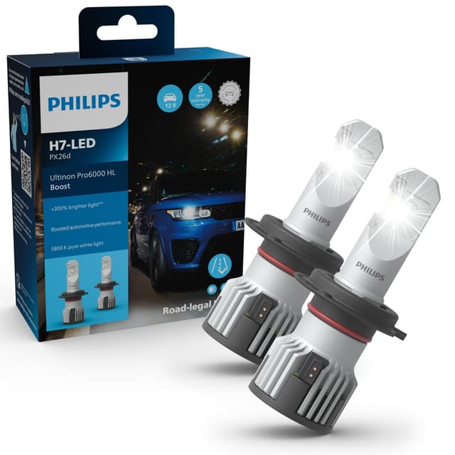 Philips Ultinon Pro6000 Boost H7-LED Scheinwerferlampe mit Straßenzulassung - 300% helleres Licht - Silber 🔦💡
