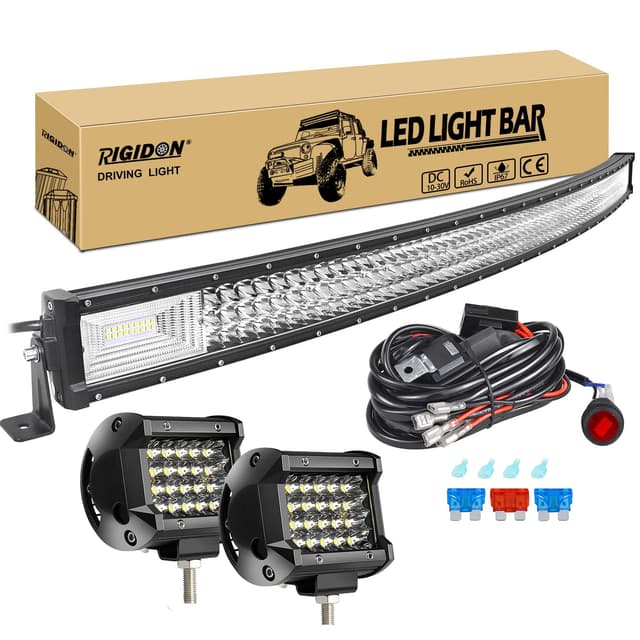 RIGIDON 52 Zoll 130 cm 675W Gebogene LED Lichtleiste mit 12V Kabelbaum Kit 🚗💡