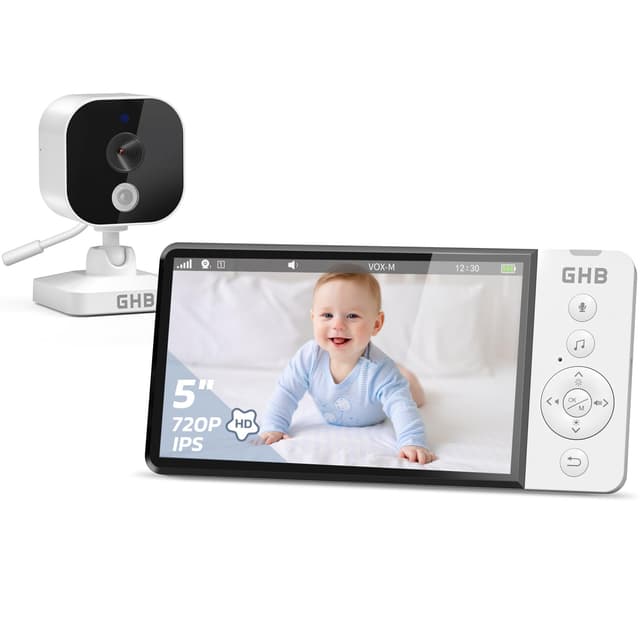 👶📹 GHB Babyphone mit Kamera 5 Zoll 720P HD 5000mAh IPS-Display