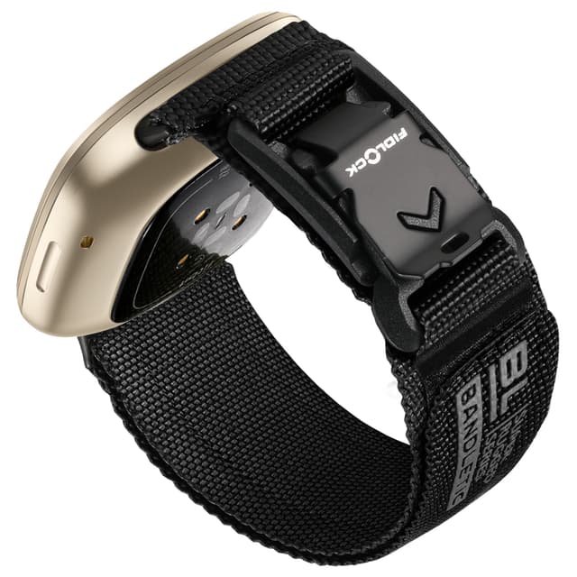 Bandletic Nylon Armband für Fitbit Versa 4/3/Sense - Schwarz Groß ⌚️