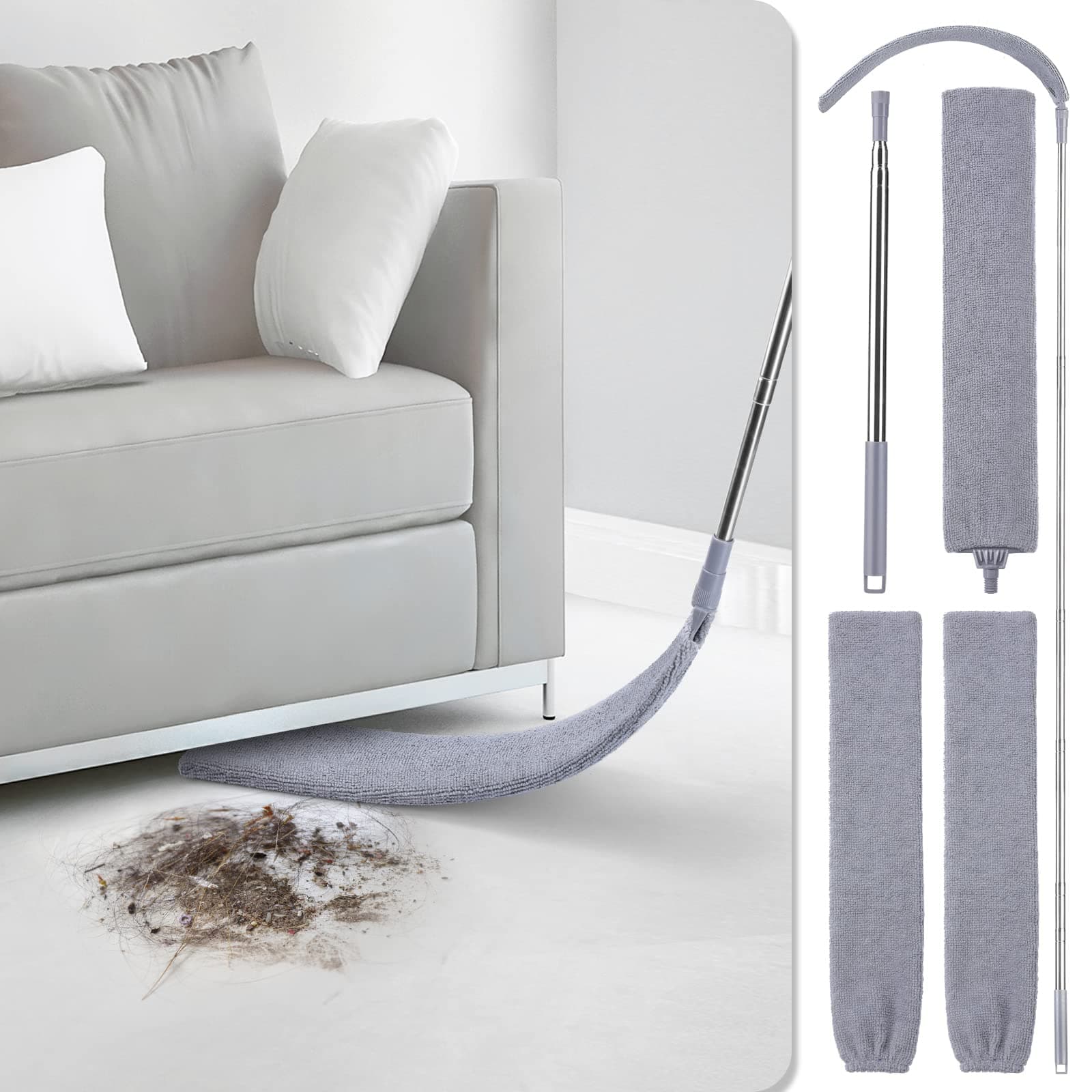 🧹 Einziehbarer Spalt-Staubreiniger und Staubwedel-Flachwischer-Set 🌟