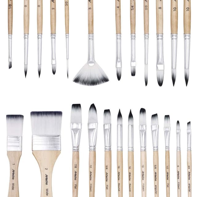 Artecho Pinselset Acrylfarben | Pinsel Set für Aquarell, Öl, Steinmalerei, Nagelpinsel | 24 Stück