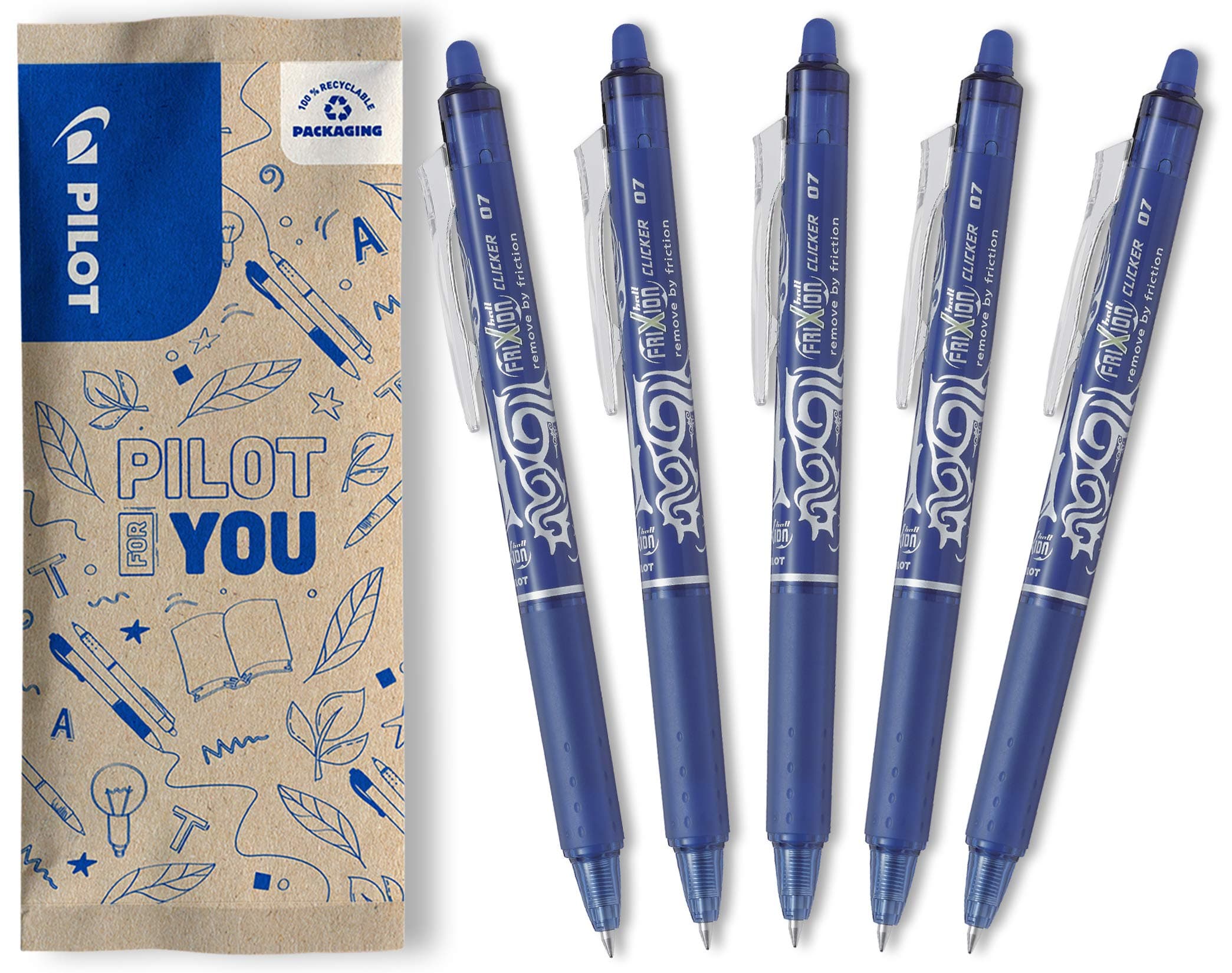 🖊️ PILOT FriXion Clicker 0.7 - Farbe Blau - Radierbarer Gel-Tintenroller