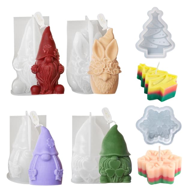 3D Wichtel Silikonform - Weihnachtsmann Kerze Silikonform