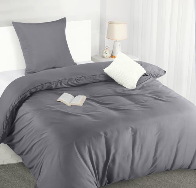 🛏️ Utopia Bedding Bettwäsche 135x200 Set - Mikrofaser Bettbezug 135x200 cm + 1 Kissenbezug 80x80 cm - Grau 135x200cm + 1 x Kissenbezug 80x80cm Grau 🌟