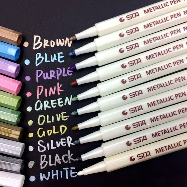 🌟 Metallic Marker Stifte Metallischen Marker: APOGO 10 Farben Metallic Stifte 🌈