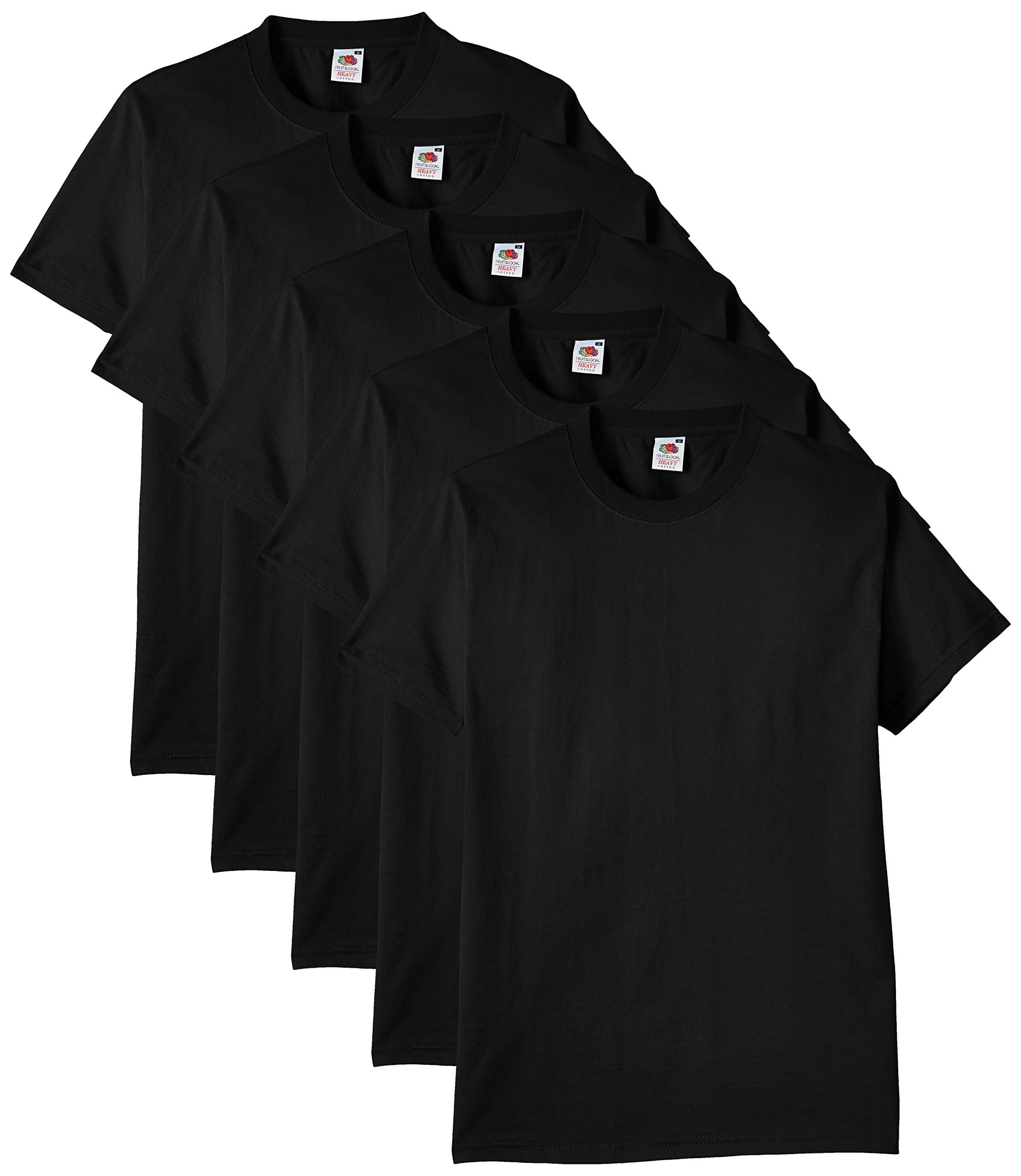 👕🍎🍇 Fruit of the Loom Herren T-Shirt 5er-Pack Heavy Cotton M L XL XXL 3XL Diverse Farbsets XL Schwarz (Black) 🍇🍎👕