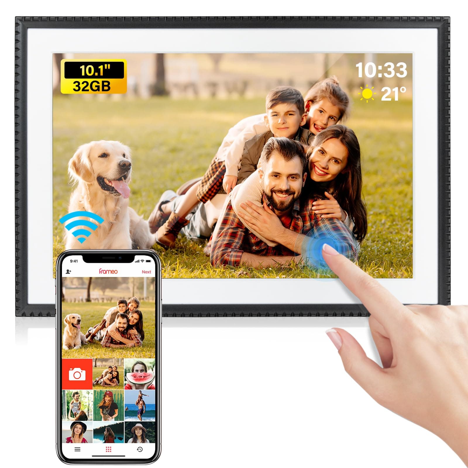 📸 Digitaler Bilderrahmen WLAN 10,1 Zoll, 32GB Speicher Smart Digitaler Bilderrahmen 1280*800 HD IPS Touchscreen 🎁
