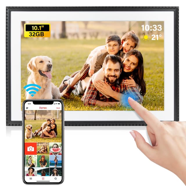 📸 Digitaler Bilderrahmen WLAN 10,1 Zoll, 32GB Speicher Smart Digitaler Bilderrahmen 1280*800 HD IPS Touchscreen 🎁