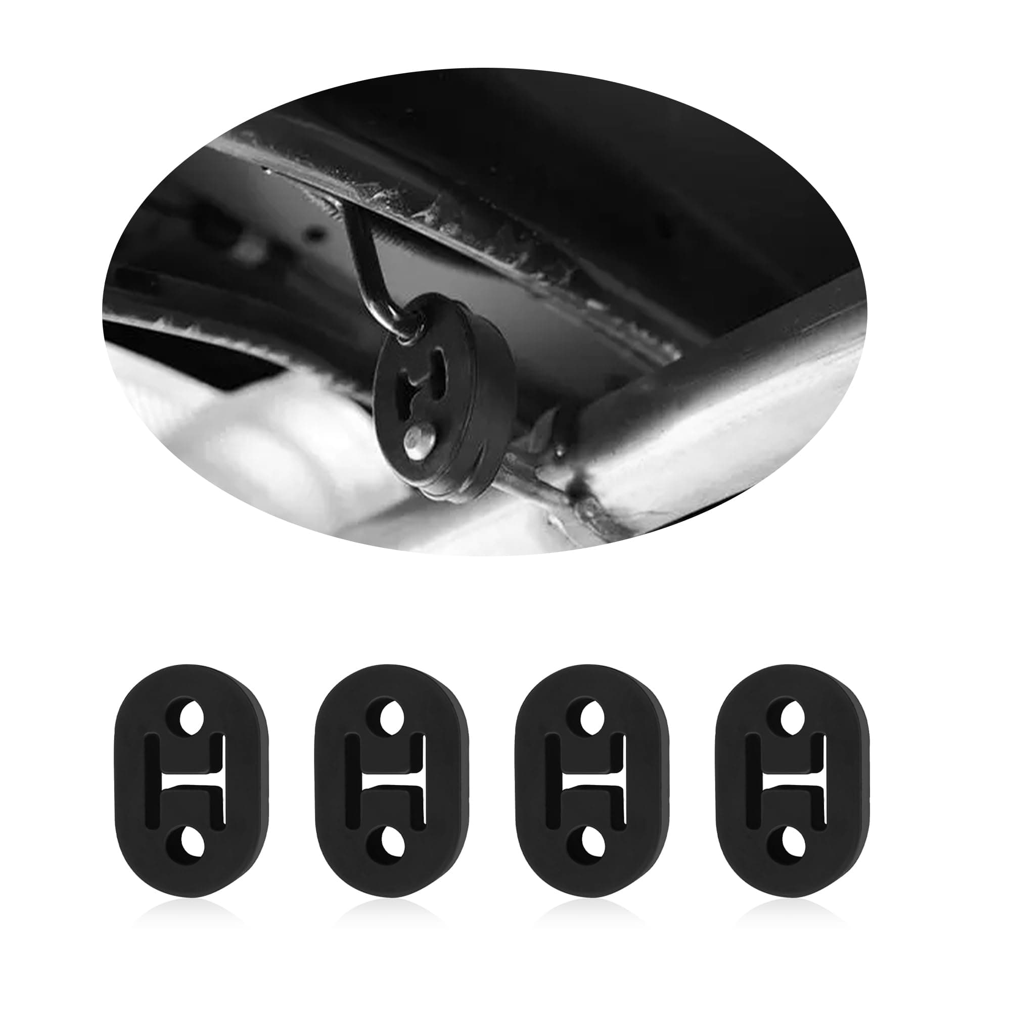 🚗 4PCS Hochleistungs 2 Löcher Auspuffgummi,12mm Loch Auspuff Halter Universal Fit Für Auto Lkw Suv