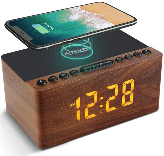 ANJANK Digitaler Radiowecker aus Holz mit Ladestation und LED Display 🌟